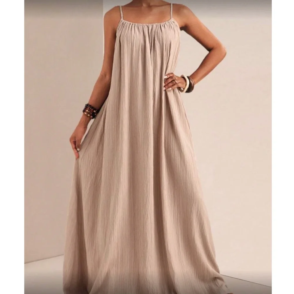 Comfy khaki cami maxi dress